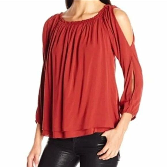 Sanctuary Chantel Tiered Top Blouse Red Orange S - Picture 2 of 9